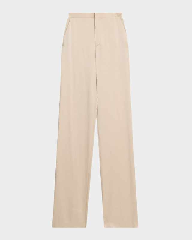 High-Rise Doublefsce Satin Wide-Leg Trousers